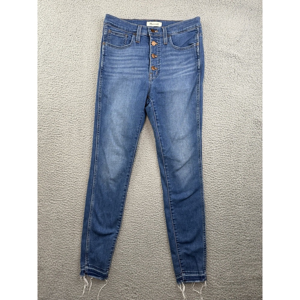 Madewell Jeans Womens Size 29 Blue 10" High Rise Skinny Button Fly Raw Hem 29x28
